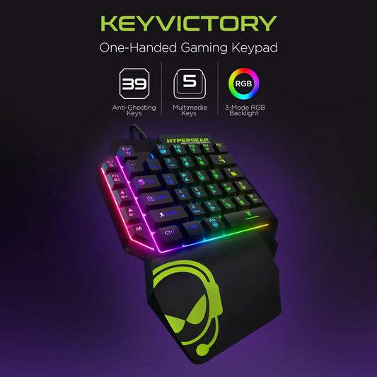 Teclado Para Juegos De Una Mano Hypergear KeyVictory Rgb