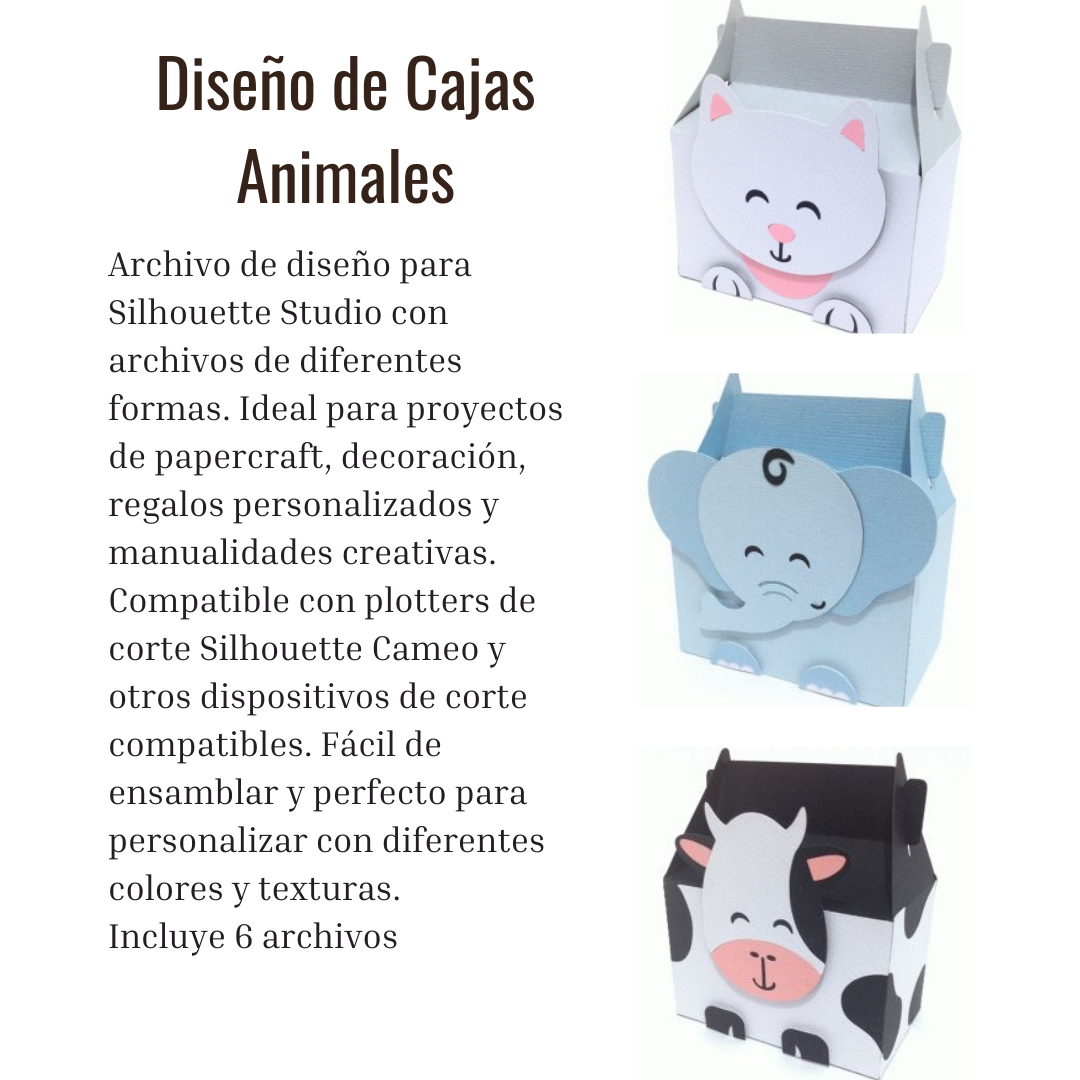 6 Archivos de corte silhouette cajas de animales