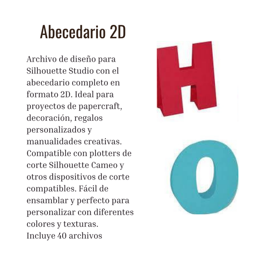 40 Archivos de corte silhouette Abecedario cajas 2D